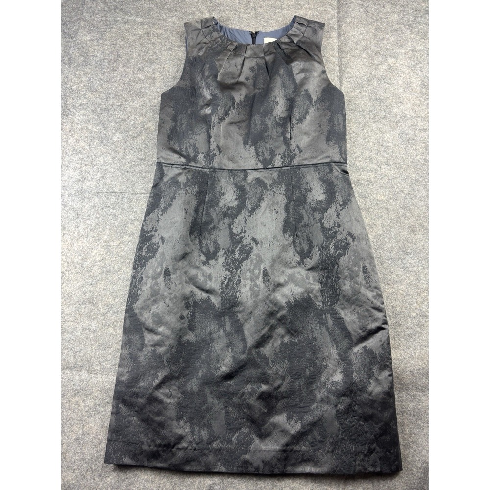 Ann Taylor Loft Woman's Short Sleeves Sheath Dress Metallic Crew Neck Size 8
